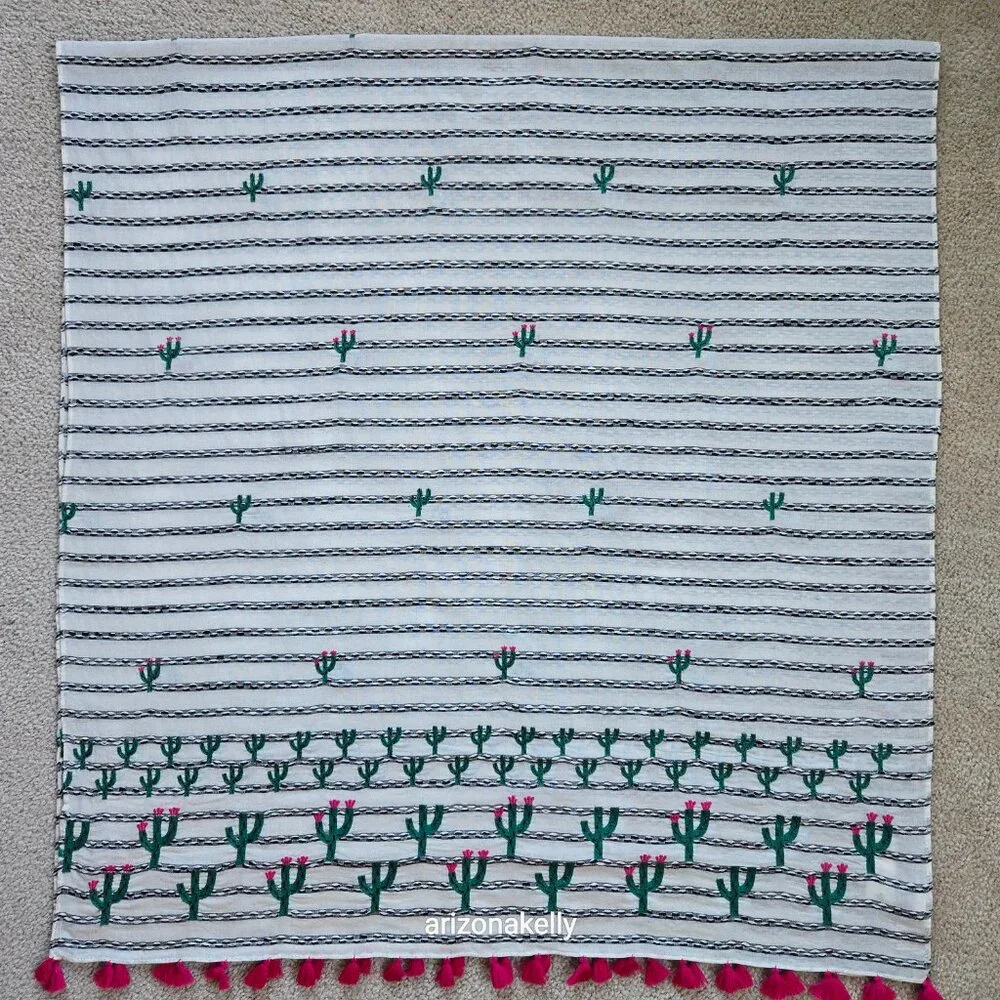 NWT RARE Anthropologie Embroidered Cactus Scarf